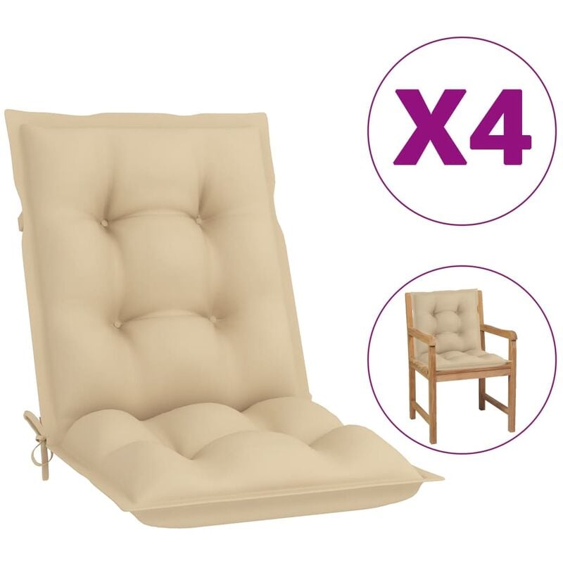 

Cojines para sillas de jardín 4 unidades beige 100x50x7 cm