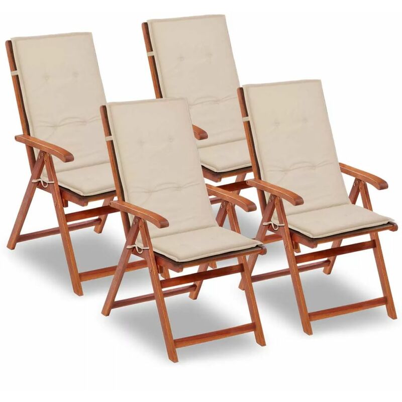 

Cojines para sillas de jardin 4 unidades crema 120x50x4 cm