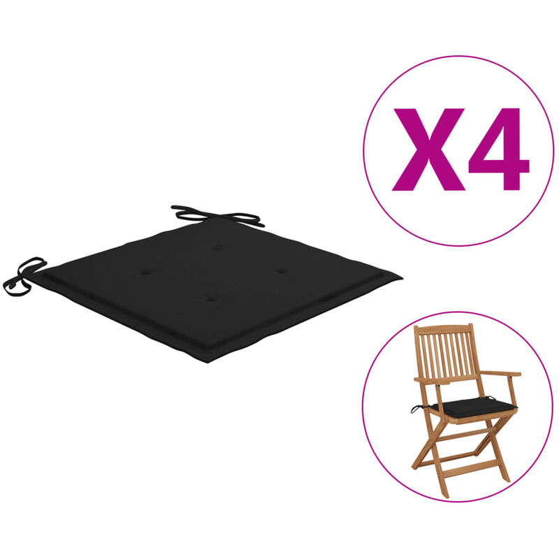 

Cojines para sillas de jardin 4 unidades negro 40x40x4 cm