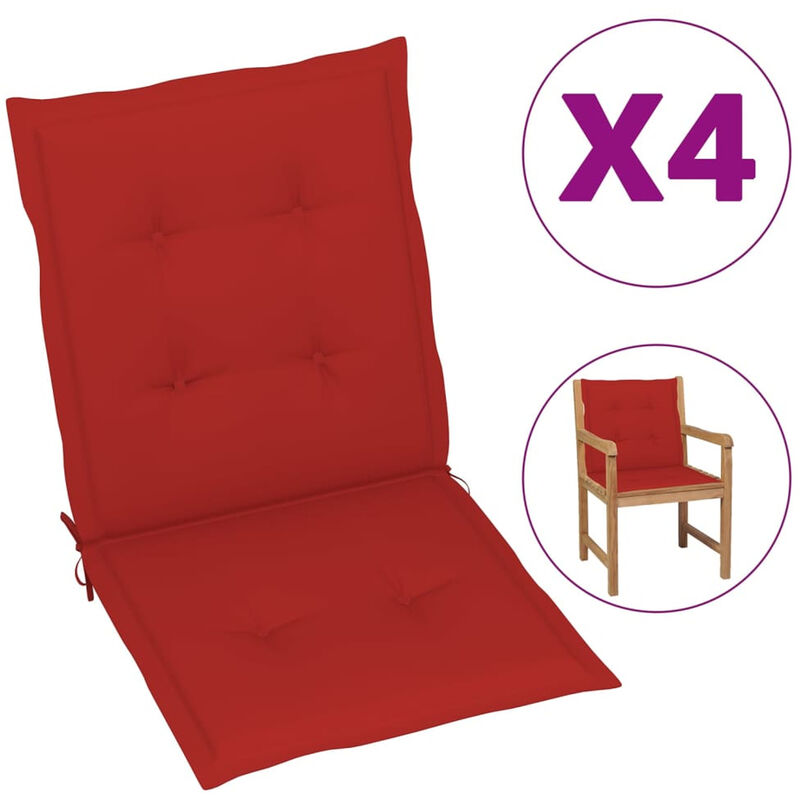 

Cojines para sillas de jardin 4 unidades rojo 100x50x4 cm
