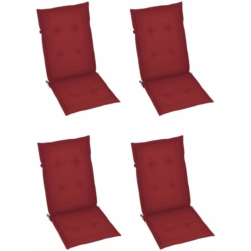

Cojines para sillas de jardin 4 unidades rojo tinto 120x50x4 cm