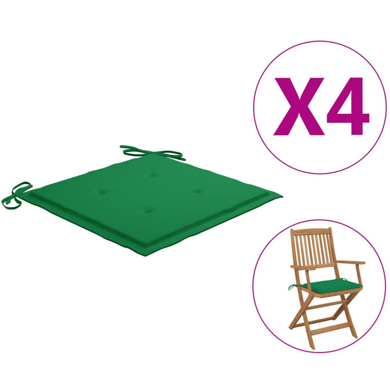 

Cojines para sillas de jardin 4 unidades verde 40x40x3 cm