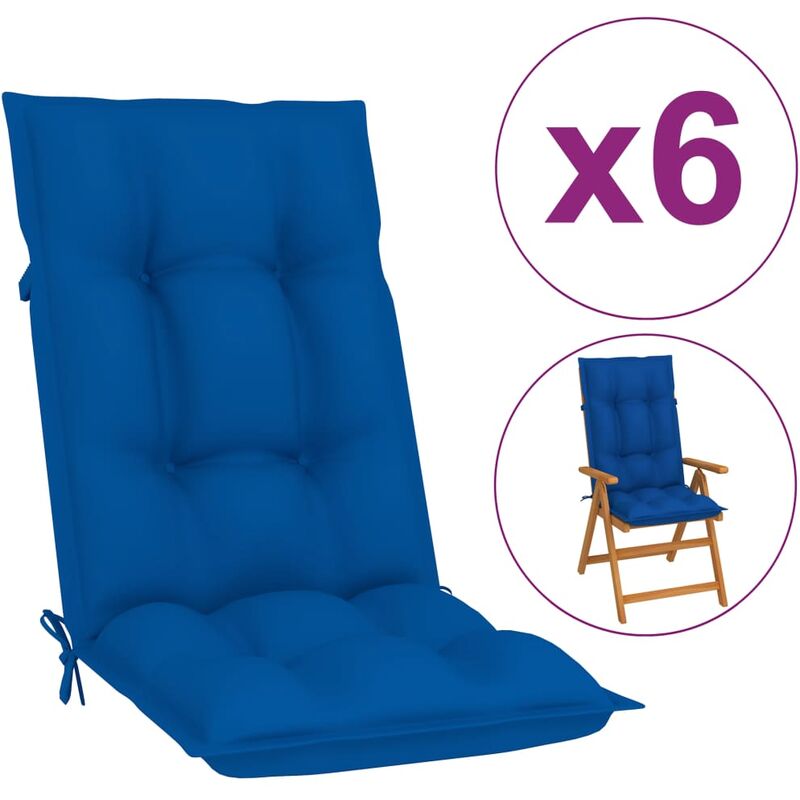 

Cojines para sillas de jardín 6 uds azul royal 120x50x7 cm