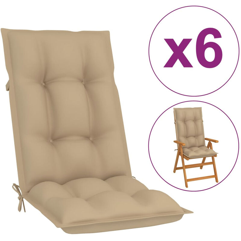 

Happyshopping - Cojines para sillas de jardin 6 uds beige 120x50x7 cm