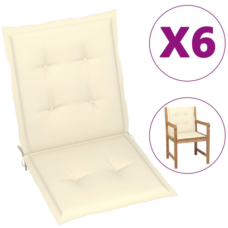 

Cojines para sillas de jardin 6 uds color crema 100x50x4 cm