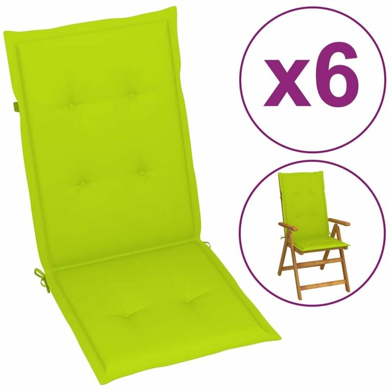 

Cojines para sillas de jardin 6 uds verde brilante 120x50x4 cm