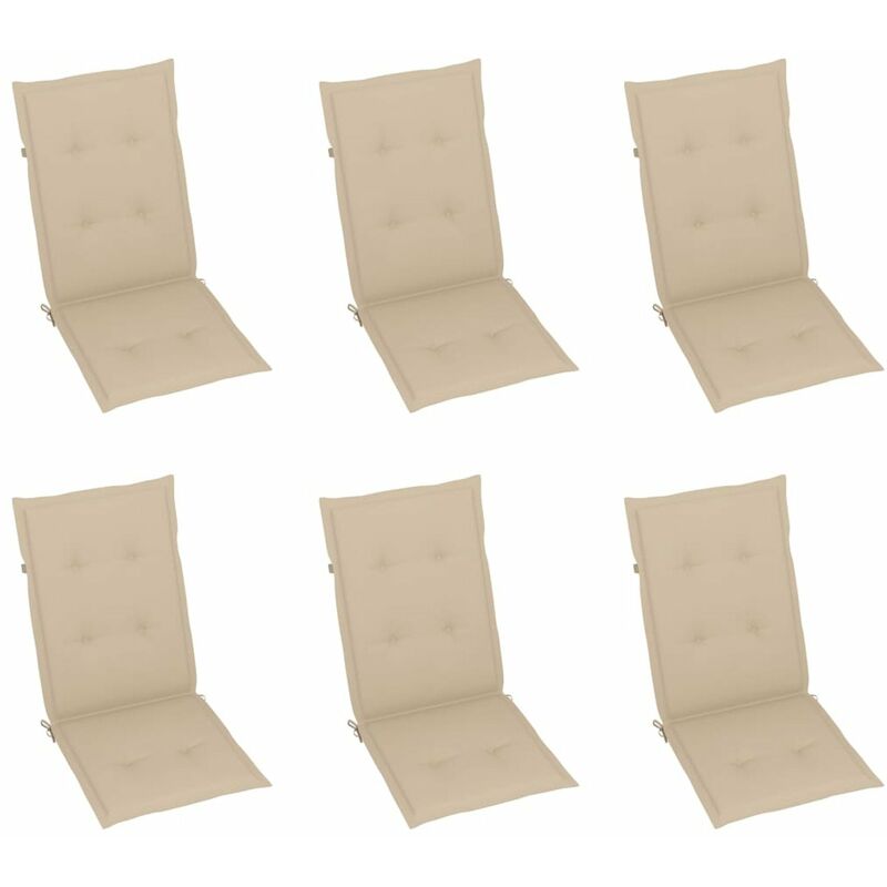 

Cojines para sillas de jardin 6 unidades beige 120x50x4 cm