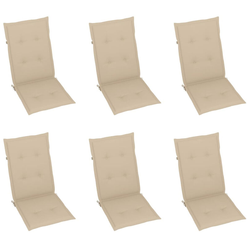 

Cojines para sillas de jardin 6 unidades beige 120x50x4 cm