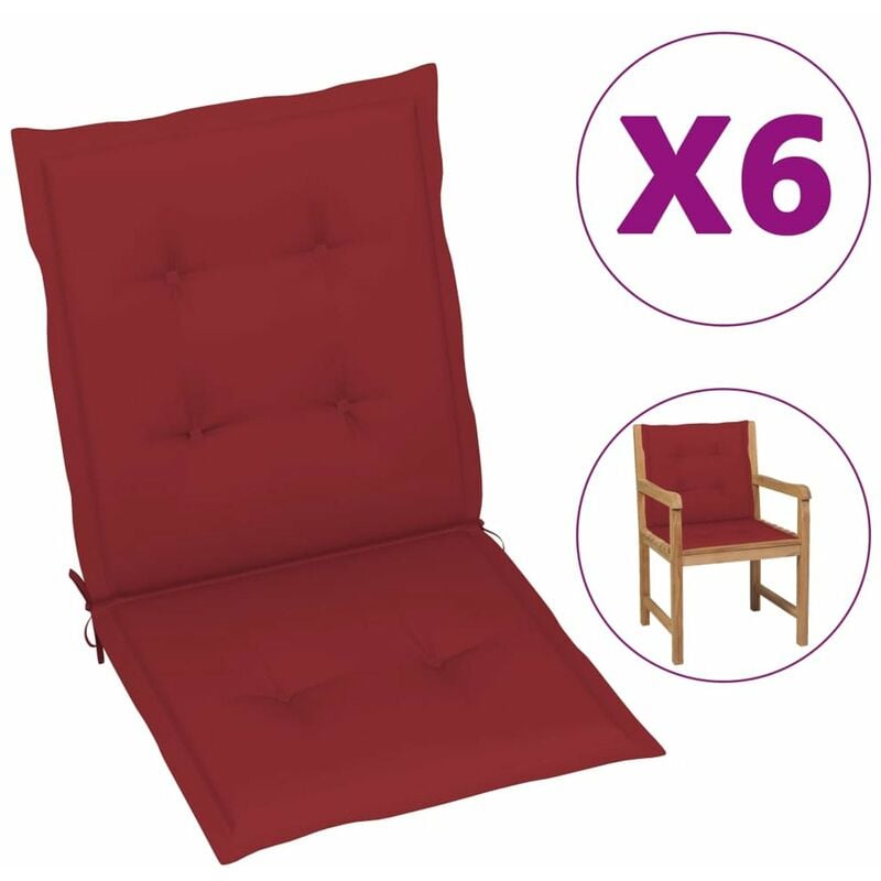 

Cojines para sillas de jardin 6 unidades rojo tinto 100x50x4 cm