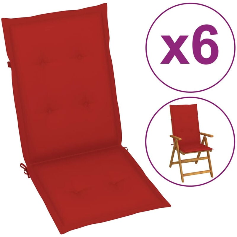 

Cojines para sillas de jardin 6 unidades rojo tinto 120x50x4 cm