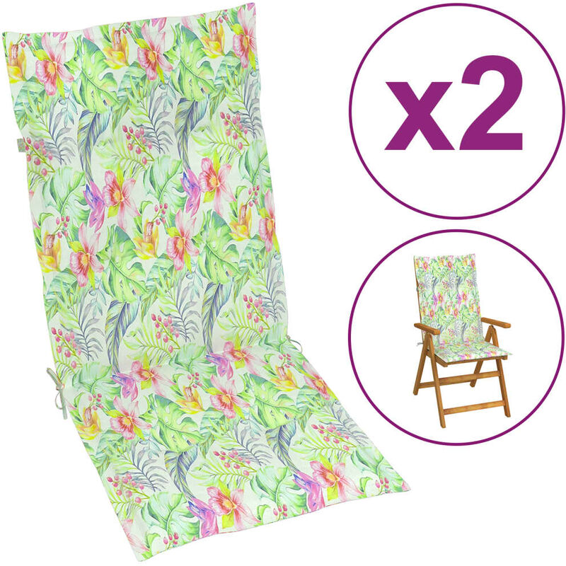 

Cojines para sillas de jardín 2 uds estampado hojas 120x50x4 cm - Multicolor
