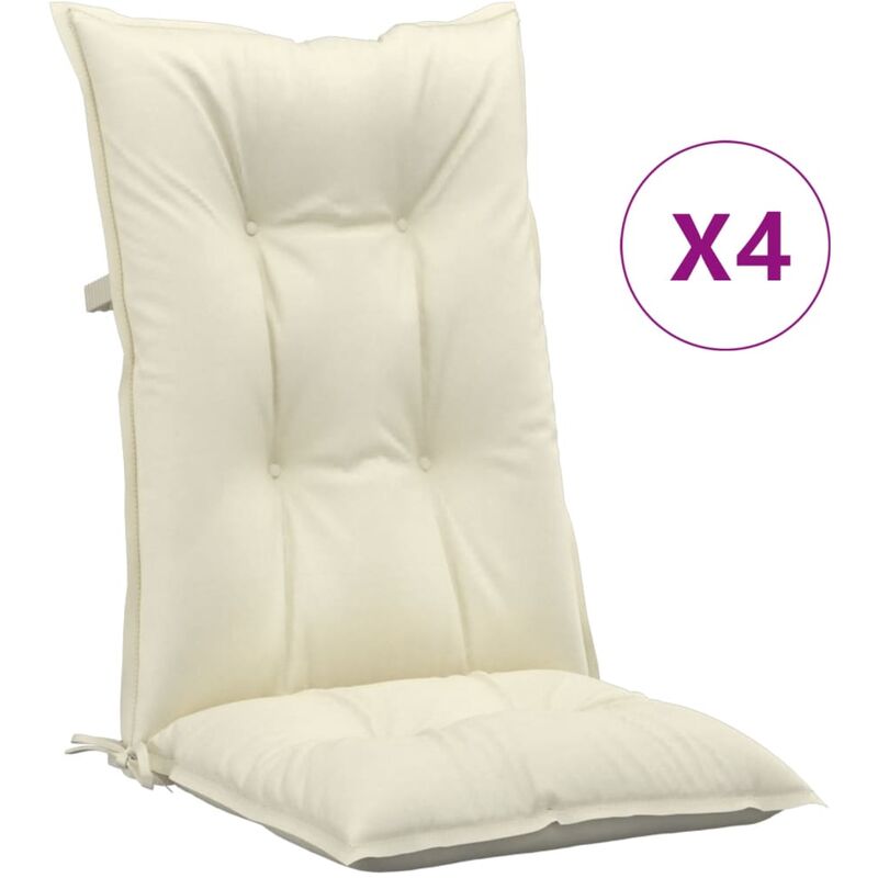 

Cojines para sillas de jardín 4 uds crema 120x50x7 cm - Crema