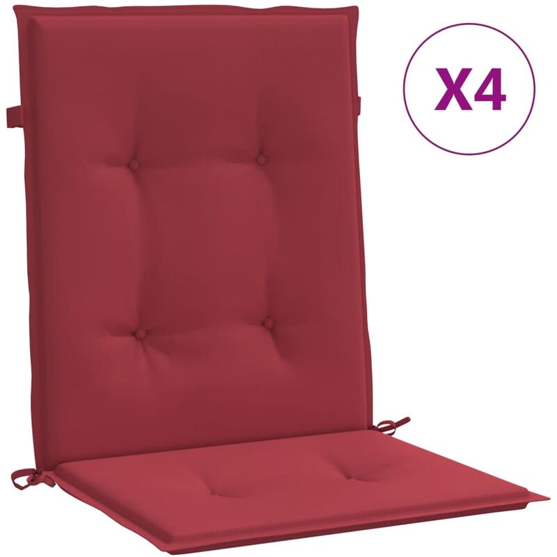 

Cojines para sillas de jardín 4 unidades rojo tinto 100x50x4 cm - Rojo