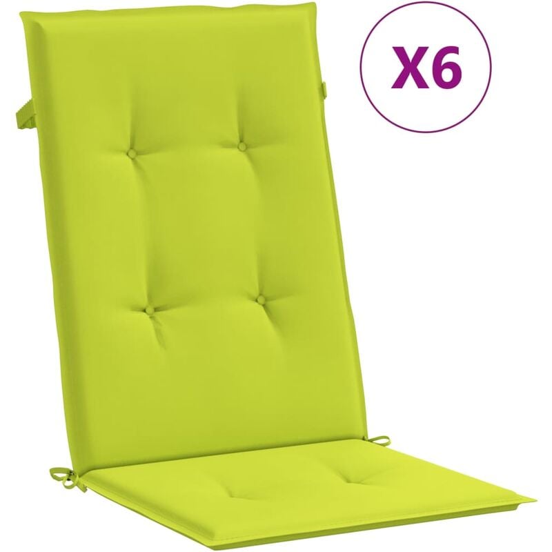 

Cojines para sillas de jardín 6 uds verde brilante 120x50x4 cm - Verde