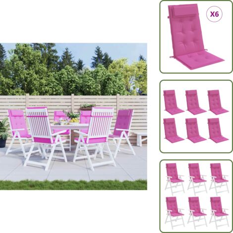 Cojines para sillas de oficina - vidaXL Cojines para silla con respaldo alto 6 uds tela Oxford rosa - Cojines de tela