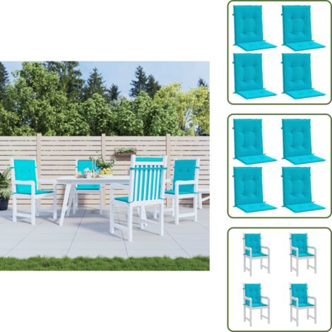 Cojines para sillas de oficina - vidaXL Cojines para silla con respaldo bajo 4 uds tela turquesa - Cojines para exteriores