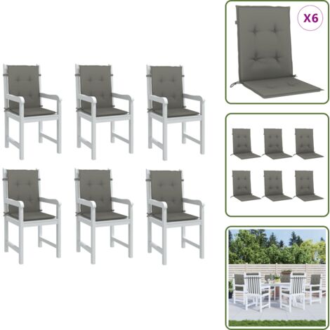 Cojines para sillas de oficina - vidaXL Cojines para silla respaldo bajo 6 ud tela gris oscuro melange - Cojines para exteriores