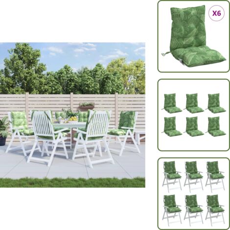 Cojines para sillas de oficina - vidaXL Cojines para silla respaldo bajo 6 uds tela estampado de hojas - Cojines decorativos
