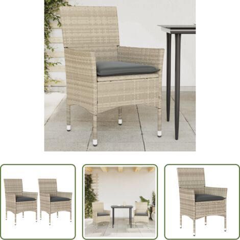 Cojines para sillas -  Sillones de jardín con cojines 2 uds ratán sintético gris