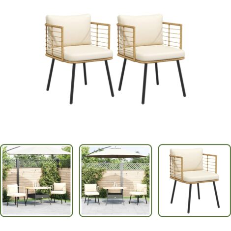 Cojines para sillas -  Sillones de jardín con cojines 2 uds ratán sintético natural