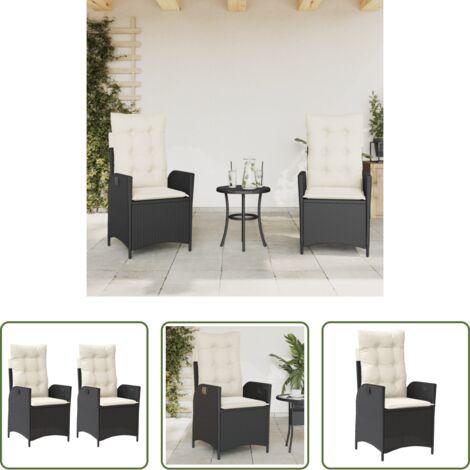 Cojines para sillas -  Sillones reclinable jardín cojines 2 uds ratán sintético negro