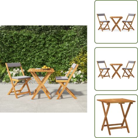Cojines para sillas - vidaXL Mesa y sillas plegables terraza 3 pzas y cojines madera acacia - Muebles de exterior
