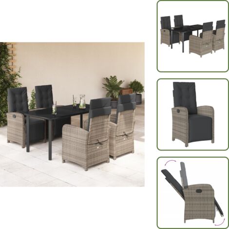 Cojines para sillas - vidaXL Set comedor de jardín 5 piezas con cojines ratán sintético gris - Muebles de exterior
