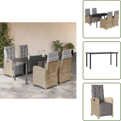 Cojines para sillas - vidaXL Set comedor de jardín 5 pzas con cojines ratán sintético beige - Muebles de exterior