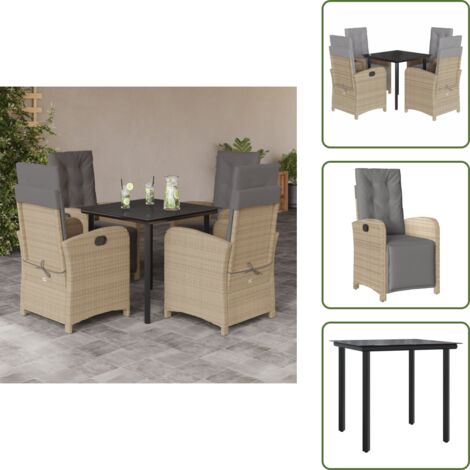Cojines para sillas - vidaXL Set comedor de jardín 5 pzas con cojines ratán sintético beige - Muebles de exterior