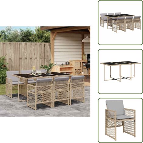 Cojines para sillas - vidaXL Set comedor de jardín 7 pzas con cojines ratán sintético beige - Muebles de exterior