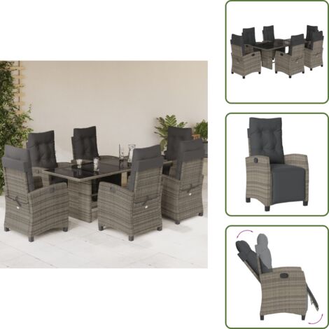 Cojines para sillas - vidaXL Set comedor jardín 7 pzas y cojines ratán sintético gris - Ratán sintético