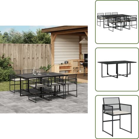 Cojines para sillas - vidaXL Set de comedor de jardín 7 pzas y cojines ratán sintético negro - Muebles de exterior
