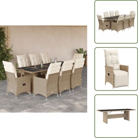 Cojines para sillas - vidaXL Set de mesa y sillas de jardín 5 pzas y cojines ratán PE beige - Ratán sintético