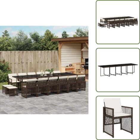 Cojines para sillas - vidaXL Set de muebles jardín 17 pzas y cojines ratán sintético marrón - Cojines para taburetes