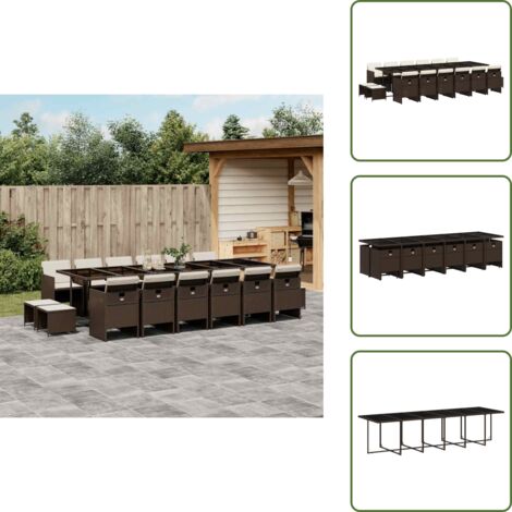 Cojines para sillas - vidaXL Set de muebles jardín 17 pzas y cojines ratán sintético marrón - Cojines para taburetes