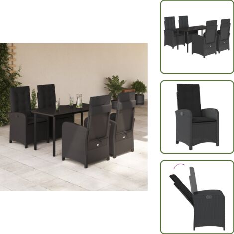 Cojines para sillas - vidaXL Set de muebles jardín 5 pzas con cojines ratán sintético negro - Muebles al aire libre