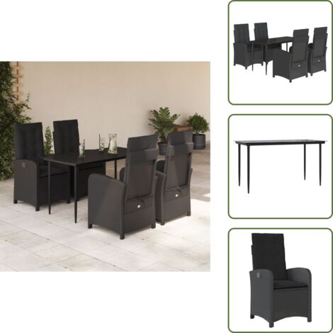 Cojines para sillas - vidaXL Set de muebles jardín 5 pzas con cojines ratán sintético negro - Muebles al aire libre