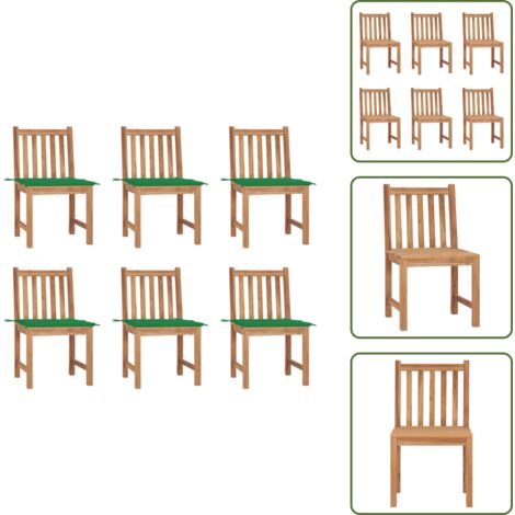 Cojines para sillas - vidaXL Sillas de jardín 6 unidades con cojines madera maciza de teca - Muebles de jardín