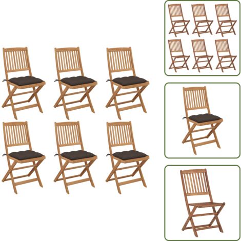Cojines para sillas - vidaXL Sillas de jardín plegables 6 uds y cojines madera maciza acacia - Sillas de jardín con cojines