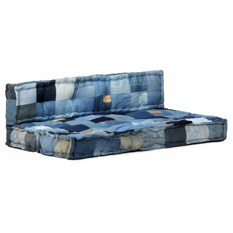 

Cojines para sofa de pales 2 piezas tela patchwork vaquero azul
