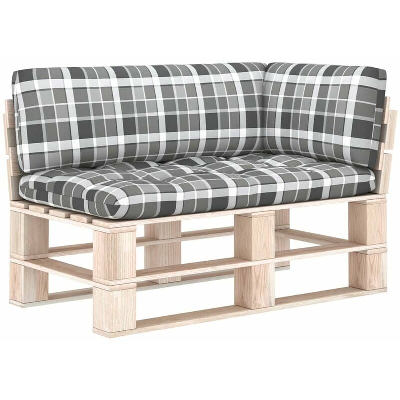 

Happyshopping - Cojines para sofa de palets 3 piezas estampado a cuadros grises