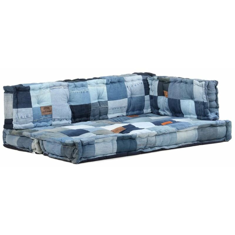 

Cojines para sofa de palets 3 pzas patchwork vaquero azul