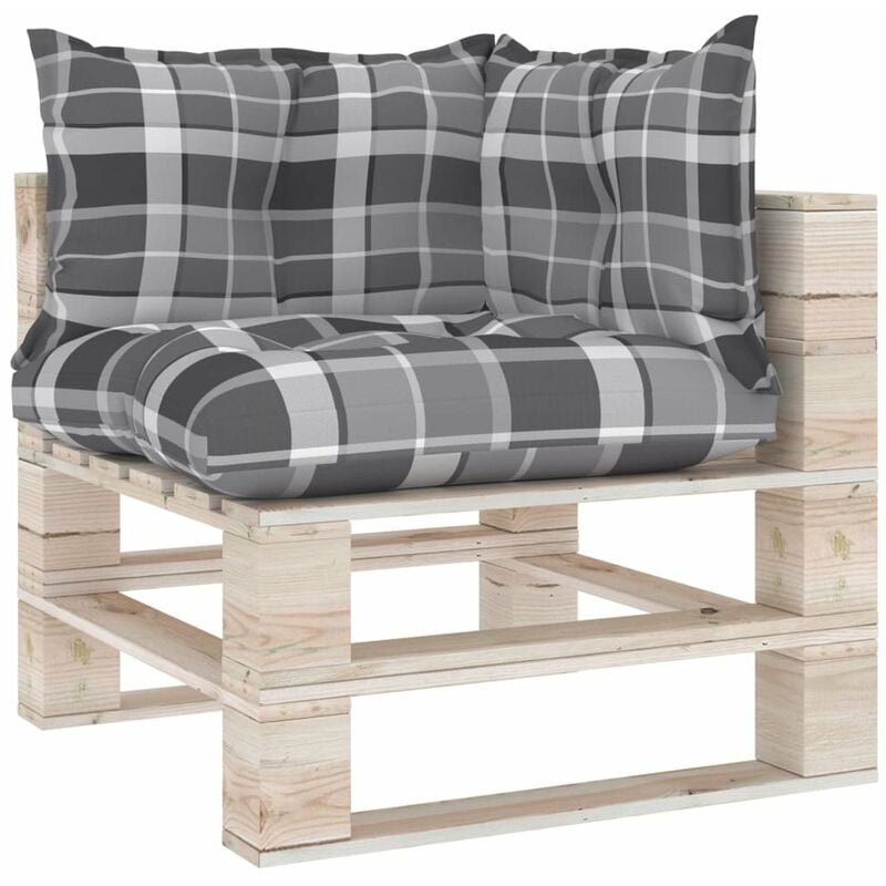 

Cojines para sofa de palets 3 unidades tela a cuadros grises