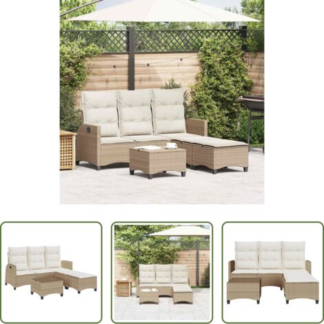 Cojines para sofá -  Juego de sofás de jardín en forma de L con cojines 3 pzas beige