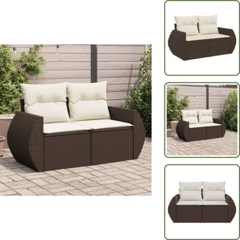 Cojines para sofá - vidaXL Sofá de jardín con cojines 2 plazas ratán sintético marrón - Muebles de exterior