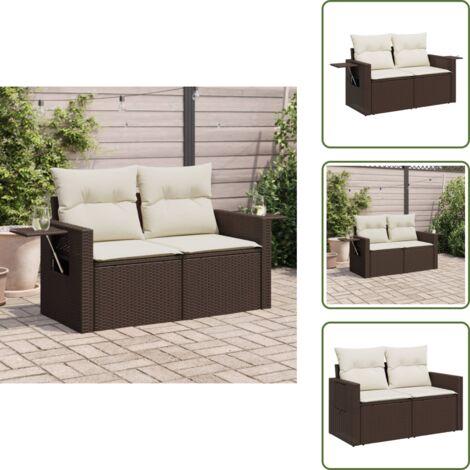 Cojines para sofá - vidaXL Sofá de jardín con cojines 2 plazas ratán sintético marrón - Muebles de jardín