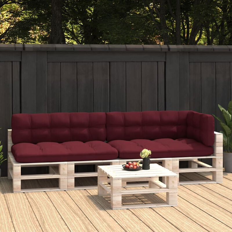 

Happyshopping - Cojines para sofas de palets 5 piezas rojo tinto