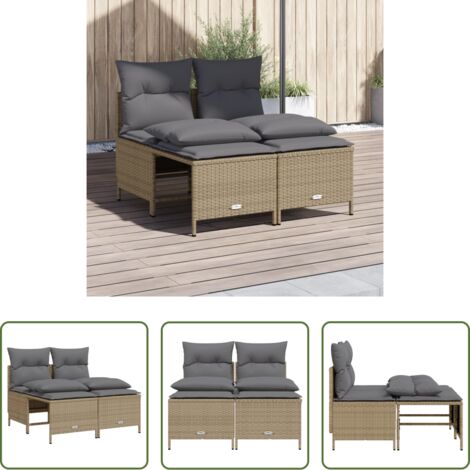 Cojines para sofás -  Juego de sofás jardín con cojines 4 pzas ratán sintético beige