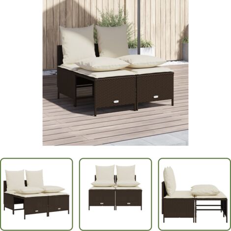 Cojines para sofás -  Set de sofás de jardín 4 pzas y cojines ratán sintético marrón