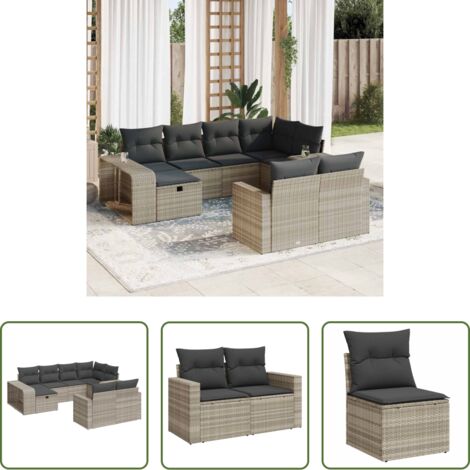 Cojines para sofás -  Set sofás jardín 10 pzas con cojines ratán sintético gris claro